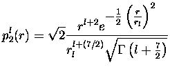 $\displaystyle p_2^l(r)=\sqrt{2}\frac
{
\displaystyle
r^{l+2}
e^{
\textstyle
-
\...
...
}
}
{
\textstyle
r_l^{l+(7/2)}
\sqrt{
\Gamma
\left(
l+\frac{7}{2}
\right)
}
}
$